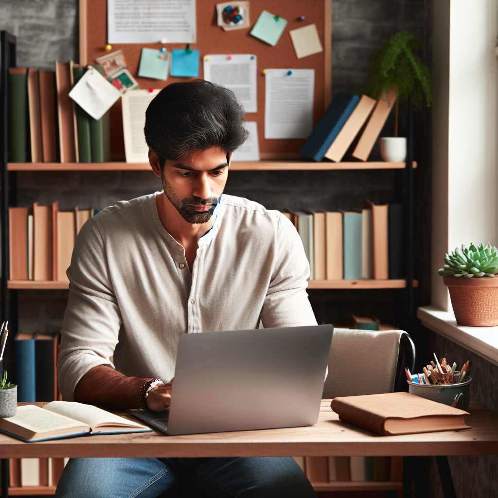 Man working on laptop at desk